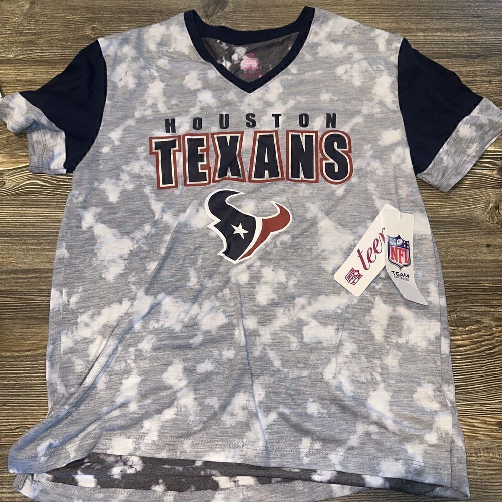 Houston Texans Teens Juniors Med Short Sleeve Shirt. Gray. Authentic. $27.99.B